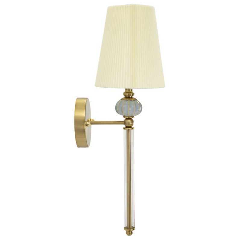 Grande Applique murale hôtel chic Hauteur 57 cm Métal Doré Tissu Blanc Verre Transparent Varsavia 