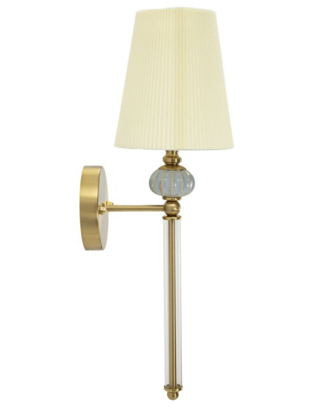 Grande Applique murale hôtel chic Hauteur 57 cm Métal Doré Tissu Blanc Verre Transparent Varsavia 