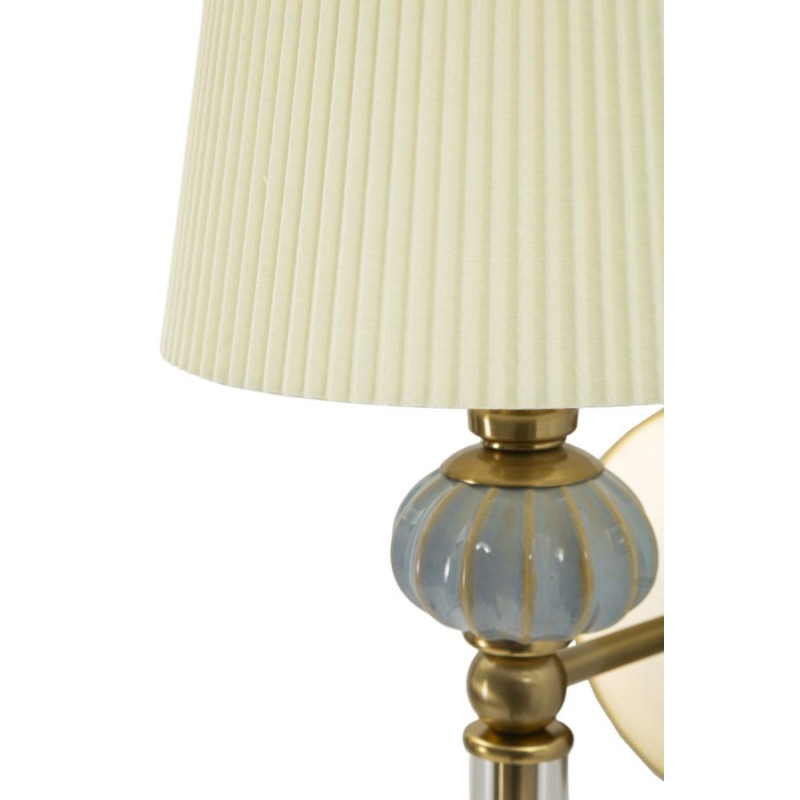 Grande Applique murale hôtel chic Hauteur 57 cm Métal Doré Tissu Blanc Verre Transparent Varsavia 