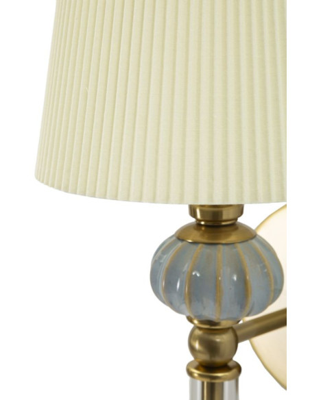 Grande Applique murale hôtel chic Hauteur 57 cm Métal Doré Tissu Blanc Verre Transparent Varsavia 
