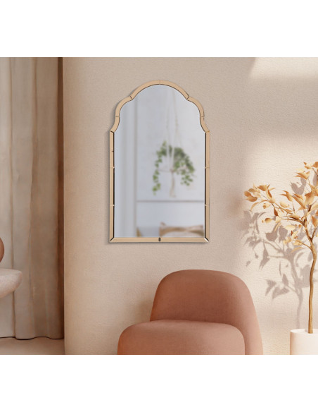 Grand Miroir mural oriental chic Arc 62x100 Bois MDF Rose Tangeri 