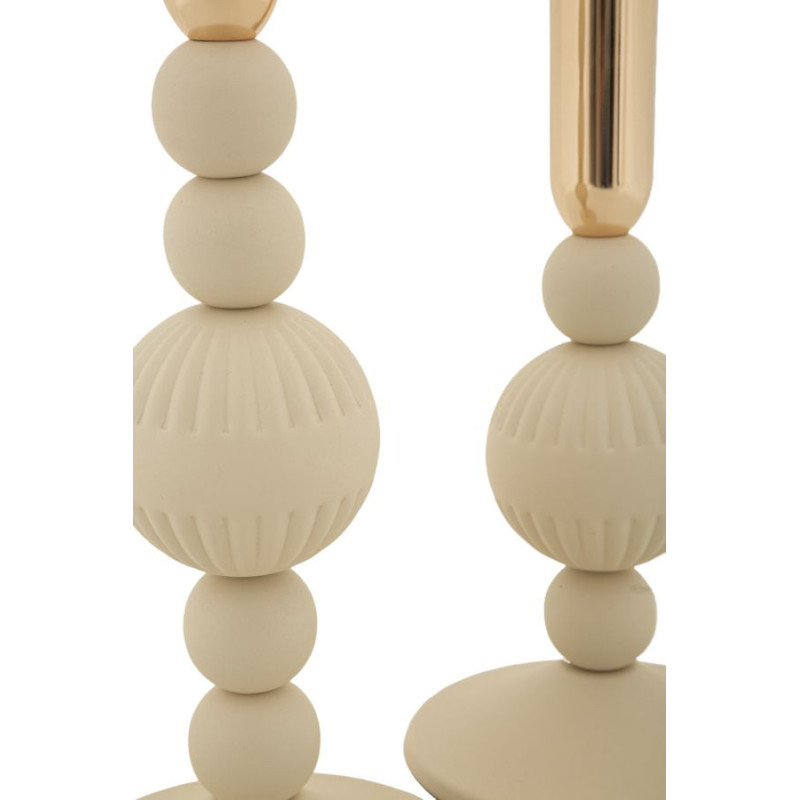 Bougeoir moderne chic Métal Blanc crème Doré Aster (Lot de 2) 