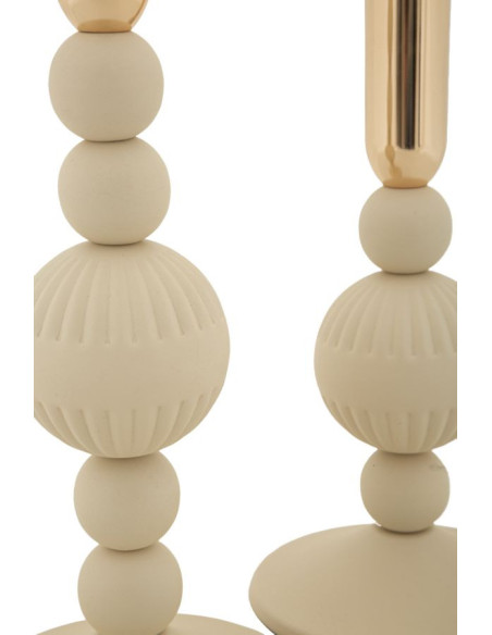 Bougeoir moderne chic Métal Blanc crème Doré Aster (Lot de 2) 