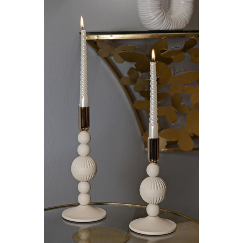 Bougeoir moderne chic Métal Blanc crème Doré Aster (Lot de 2) 