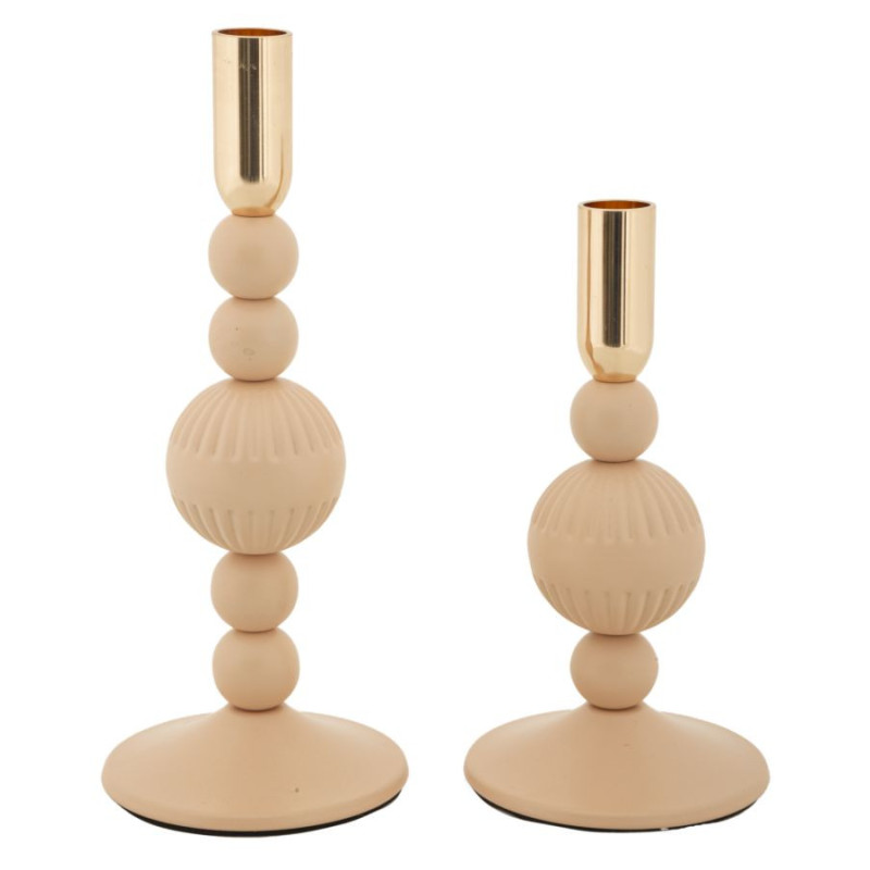 Bougeoir moderne chic Métal Rose Doré Aster (Lot de 2) 