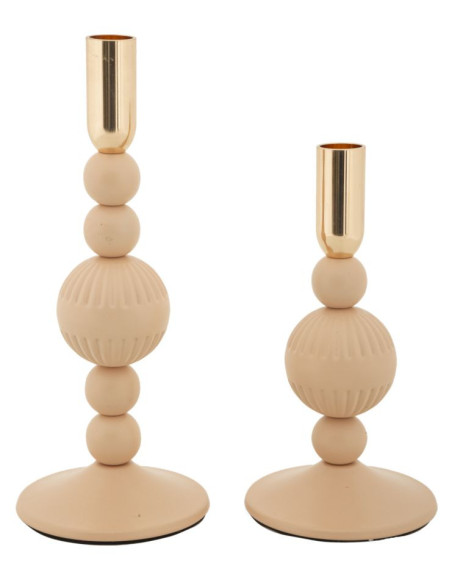 Bougeoir moderne chic Métal Rose Doré Aster (Lot de 2) 