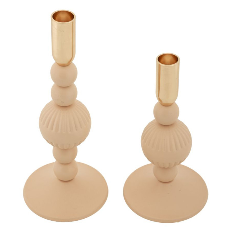 Bougeoir moderne chic Métal Rose Doré Aster (Lot de 2) 