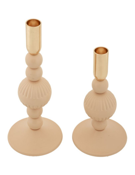 Bougeoir moderne chic Métal Rose Doré Aster (Lot de 2) 