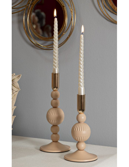 Bougeoir moderne chic Métal Rose Doré Aster (Lot de 2) 