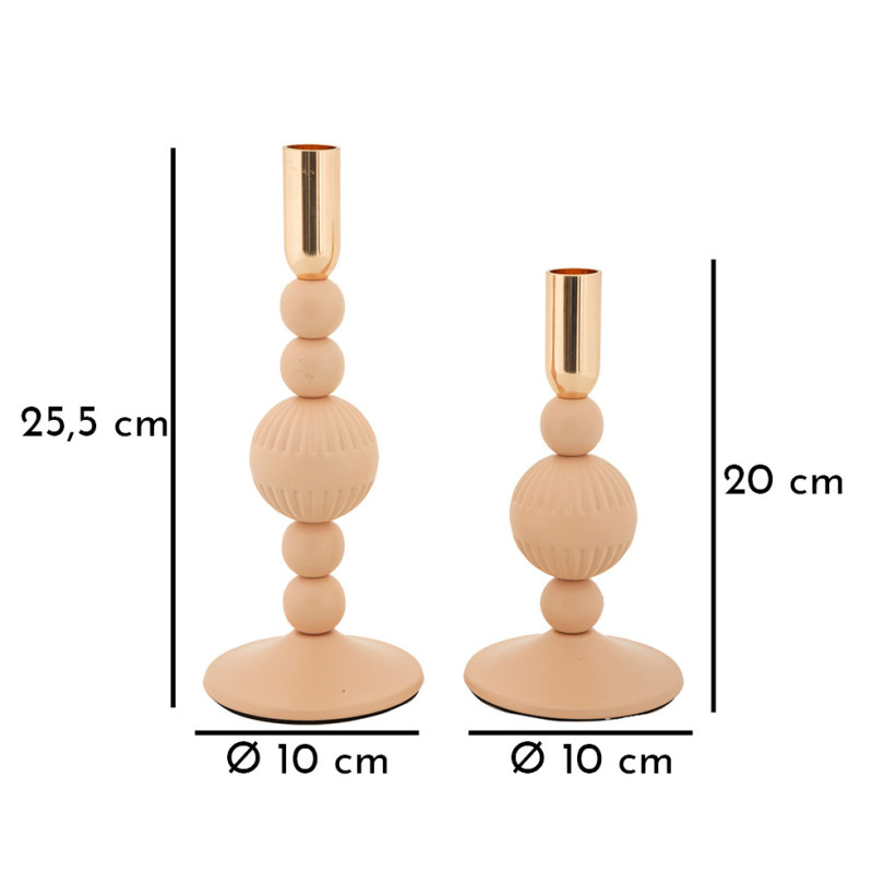 Bougeoir moderne chic Métal Rose Doré Aster (Lot de 2) 