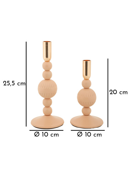 Bougeoir moderne chic Métal Rose Doré Aster (Lot de 2) 