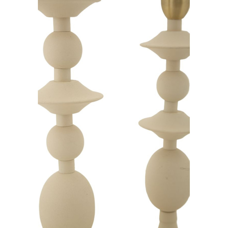 Bougeoir original moderne Métal Blanc crème Doré Gemini (Lot de 2) 