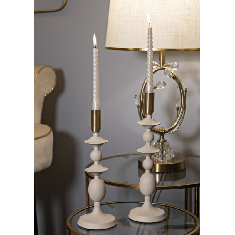 Bougeoir original moderne Métal Blanc crème Doré Gemini (Lot de 2) 