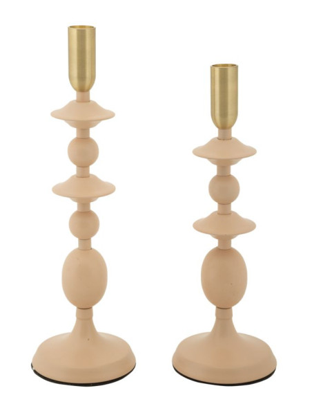 Bougeoir original moderne Métal Rose Doré Gemini (Lot de 2) 