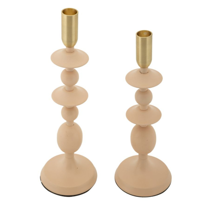 Bougeoir original moderne Métal Rose Doré Gemini (Lot de 2) 