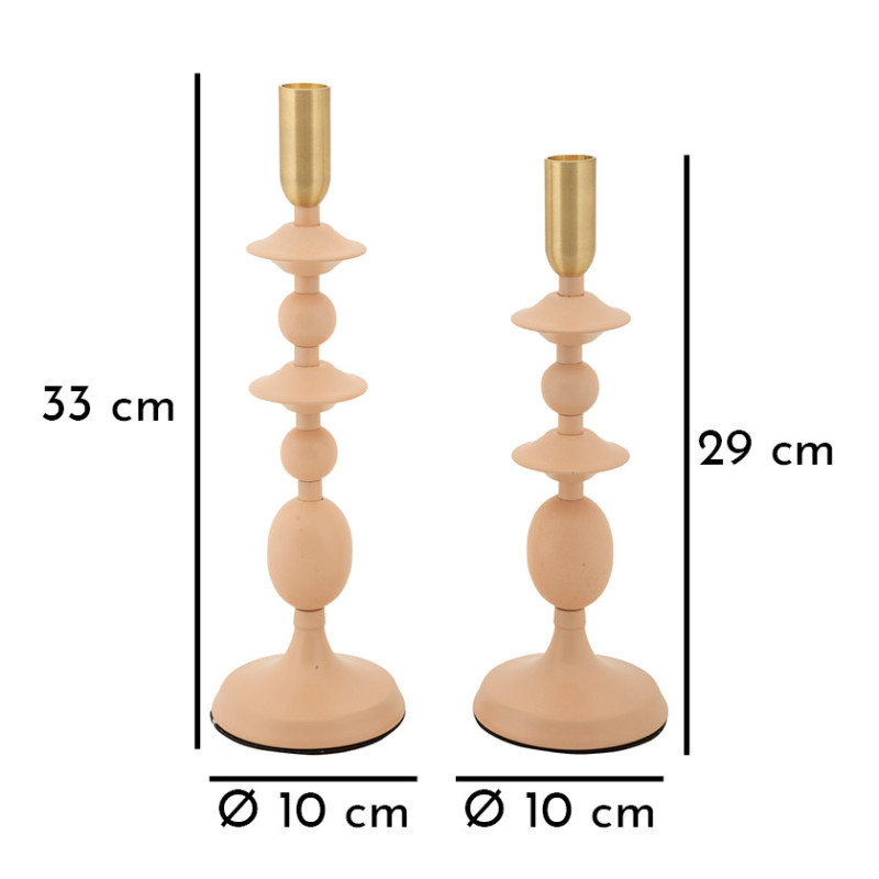 Bougeoir original moderne Métal Rose Doré Gemini (Lot de 2) 