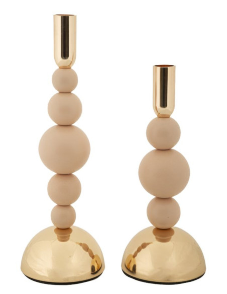 Bougeoir glamour chic Métal Rose Doré Bolly (Lot de 2) 