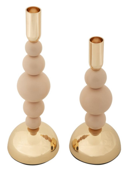 Bougeoir glamour chic Métal Rose Doré Bolly (Lot de 2) 