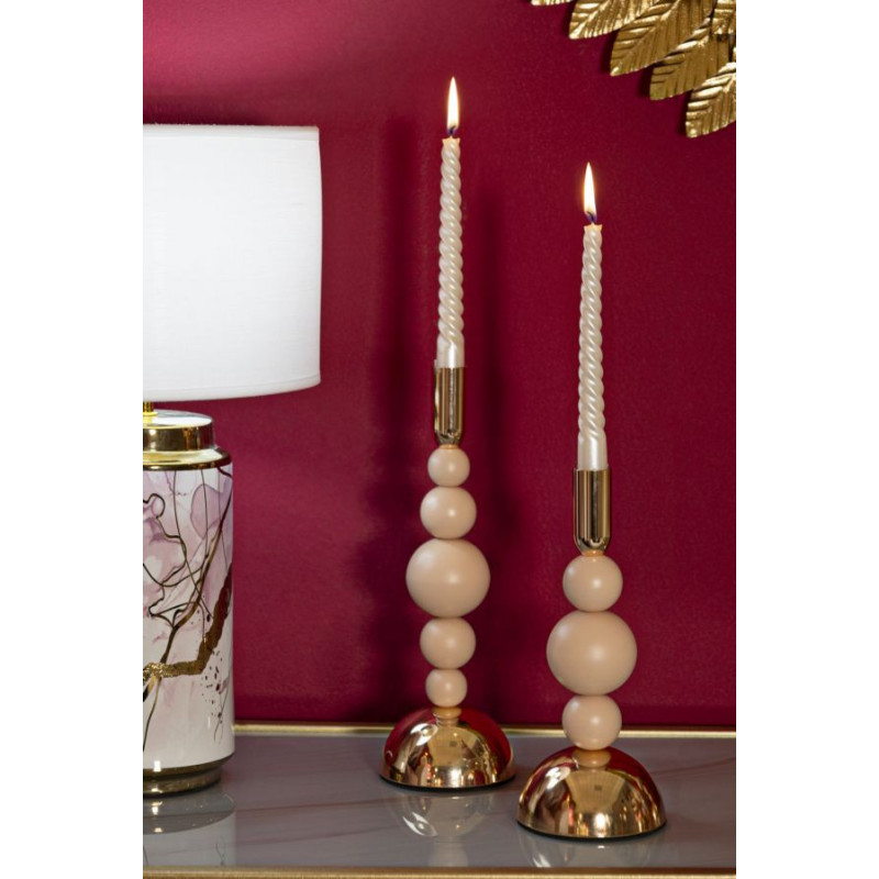 Bougeoir glamour chic Métal Rose Doré Bolly (Lot de 2) 