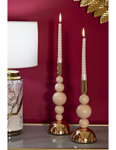 Bougeoir glamour chic Métal Rose Doré Bolly (Lot de 2) 