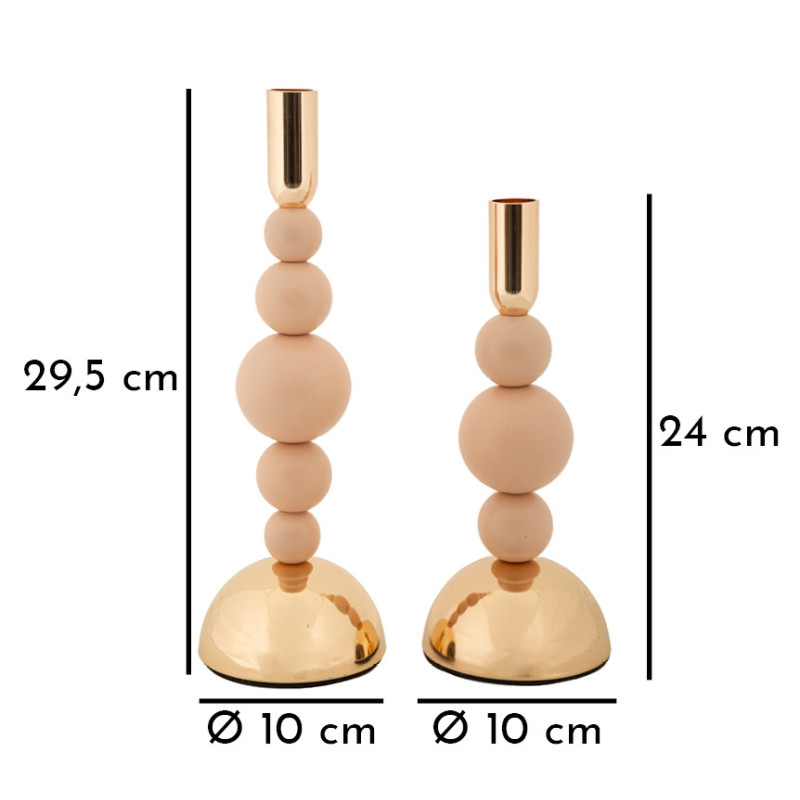 Bougeoir glamour chic Métal Rose Doré Bolly (Lot de 2) 