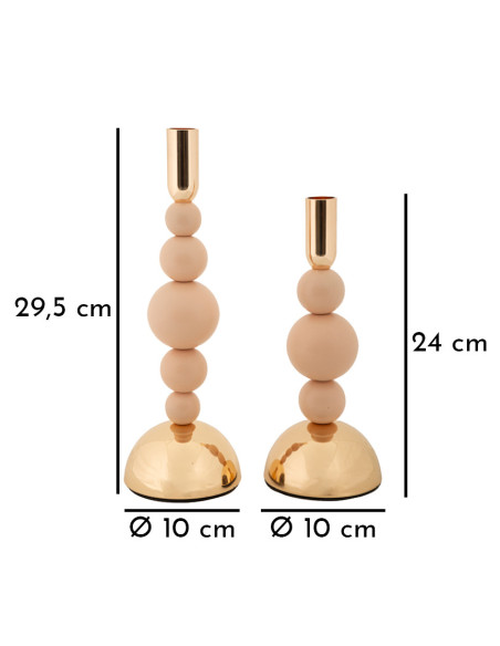 Bougeoir glamour chic Métal Rose Doré Bolly (Lot de 2) 