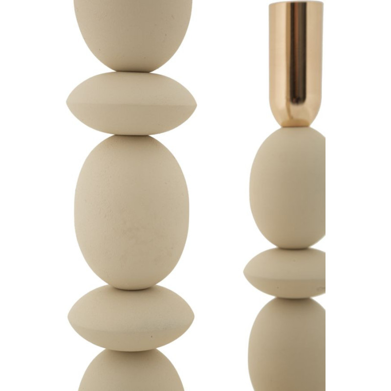Bougeoir organique moderne Métal Blanc crème Doré Shuttle (Lot de 2) 