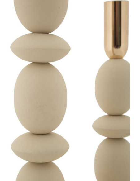 Bougeoir organique moderne Métal Blanc crème Doré Shuttle (Lot de 2) 