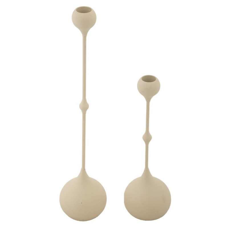 Bougeoir design moderne Métal Blanc crème Doré Slimmy (Lot de 2) 