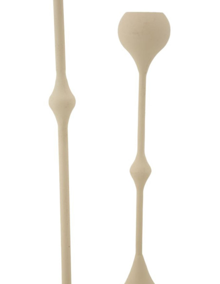 Bougeoir design moderne Métal Blanc crème Doré Slimmy (Lot de 2) 