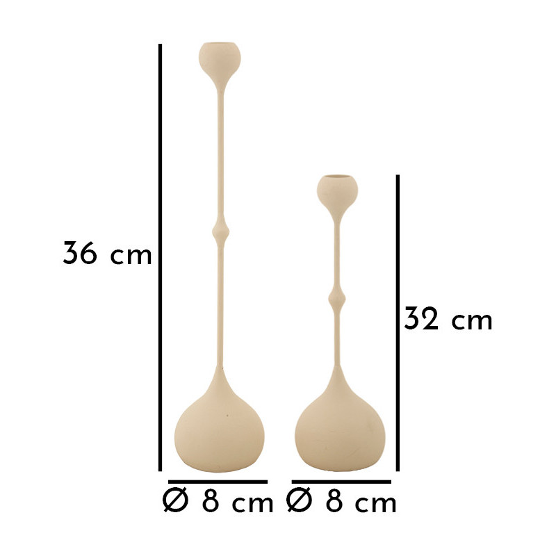 Bougeoir design moderne Métal Blanc crème Doré Slimmy (Lot de 2) 