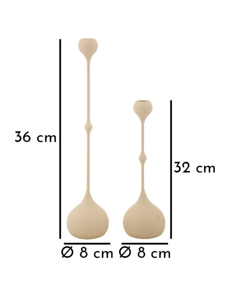 Bougeoir design moderne Métal Blanc crème Doré Slimmy (Lot de 2) 