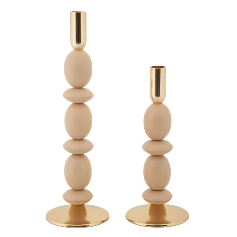 Bougeoir organique moderne Métal Rose Doré Shuttle (Lot de 2) 