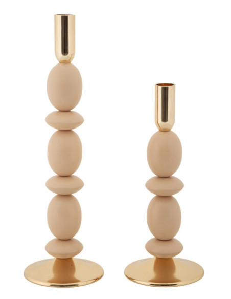 Bougeoir organique moderne Métal Rose Doré Shuttle (Lot de 2) 