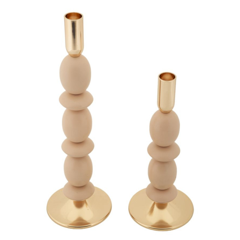 Bougeoir organique moderne Métal Rose Doré Shuttle (Lot de 2) 