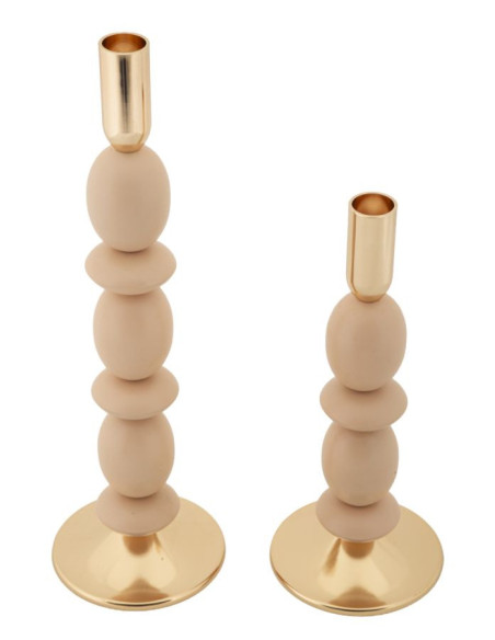 Bougeoir organique moderne Métal Rose Doré Shuttle (Lot de 2) 