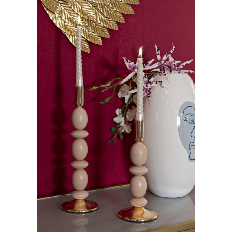 Bougeoir organique moderne Métal Rose Doré Shuttle (Lot de 2) 