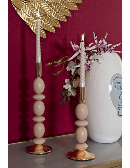 Bougeoir organique moderne Métal Rose Doré Shuttle (Lot de 2) 