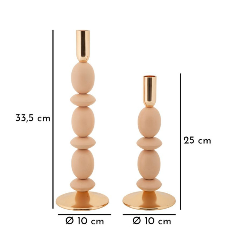 Bougeoir organique moderne Métal Rose Doré Shuttle (Lot de 2) 