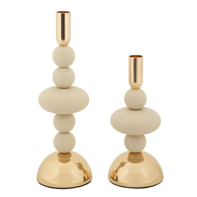 Bougeoir original chic Métal Blanc crème Doré Galaxy (Lot de 2) 