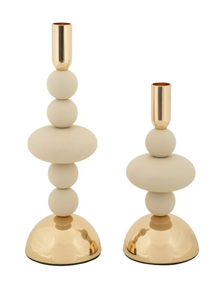 Bougeoir original chic Métal Blanc crème Doré Galaxy (Lot de 2) 