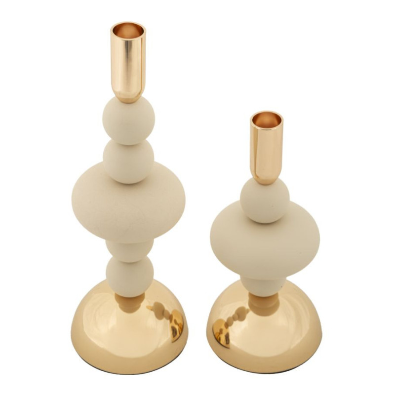 Bougeoir original chic Métal Blanc crème Doré Galaxy (Lot de 2) 