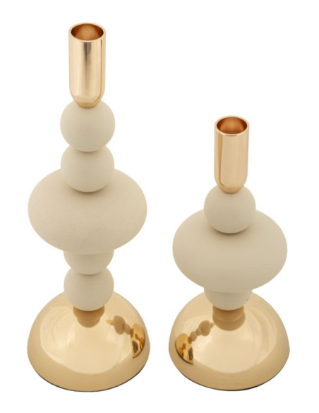 Bougeoir original chic Métal Blanc crème Doré Galaxy (Lot de 2) 