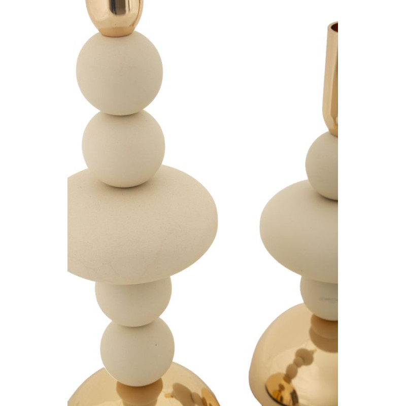 Bougeoir original chic Métal Blanc crème Doré Galaxy (Lot de 2) 