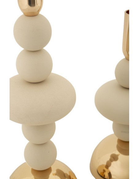 Bougeoir original chic Métal Blanc crème Doré Galaxy (Lot de 2) 