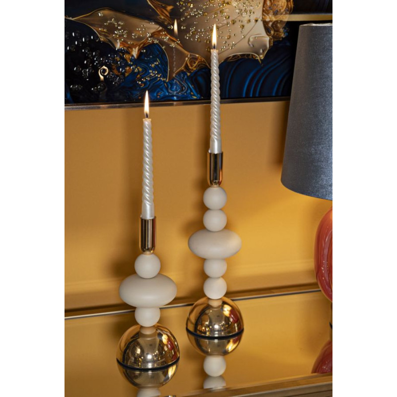 Bougeoir original chic Métal Blanc crème Doré Galaxy (Lot de 2) 