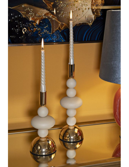 Bougeoir original chic Métal Blanc crème Doré Galaxy (Lot de 2) 