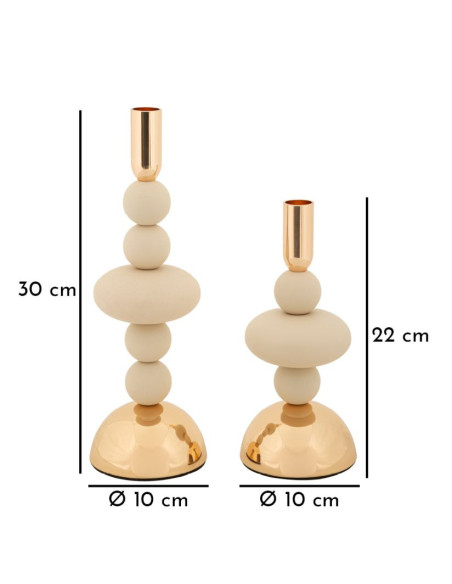 Bougeoir original chic Métal Blanc crème Doré Galaxy (Lot de 2) 