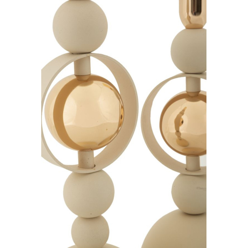 Bougeoir design chic Métal Blanc crème Doré Verre Transparent Saturno (Lot de 2) 
