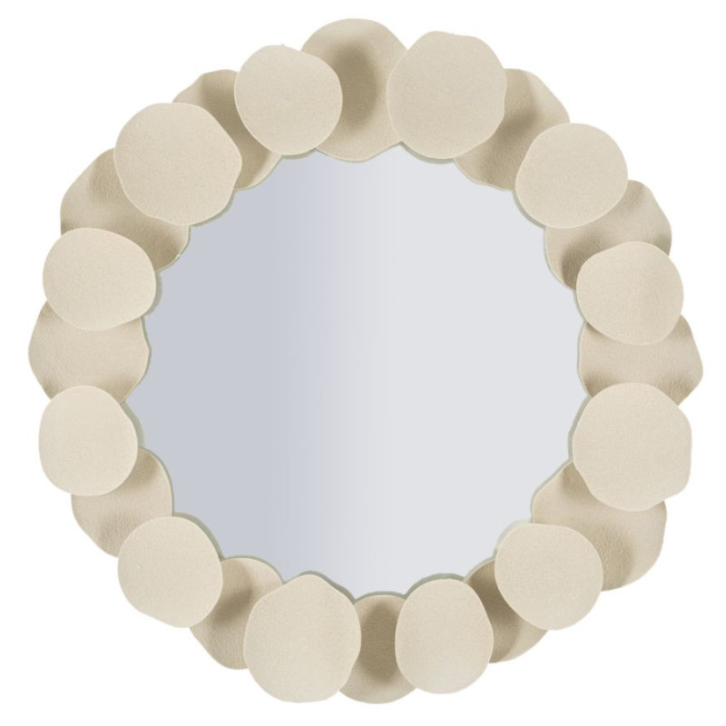 Miroir mural minimaliste chic Rond 85x85 Métal Blanc crème Dune 